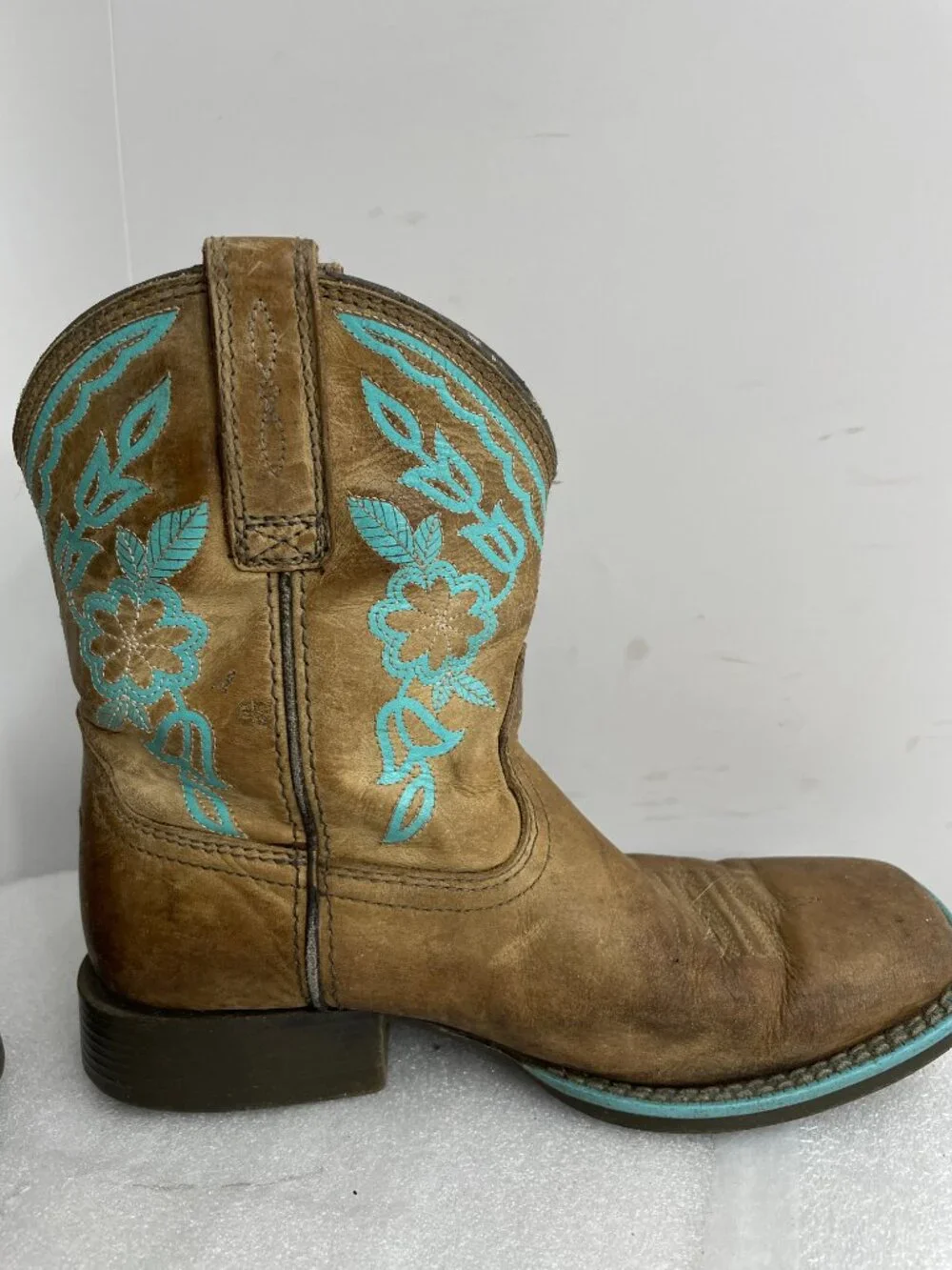 Ariat Leather Cattle Cate Western Cowboy Cowgirl Boots Youth Kids Girls Size 1
